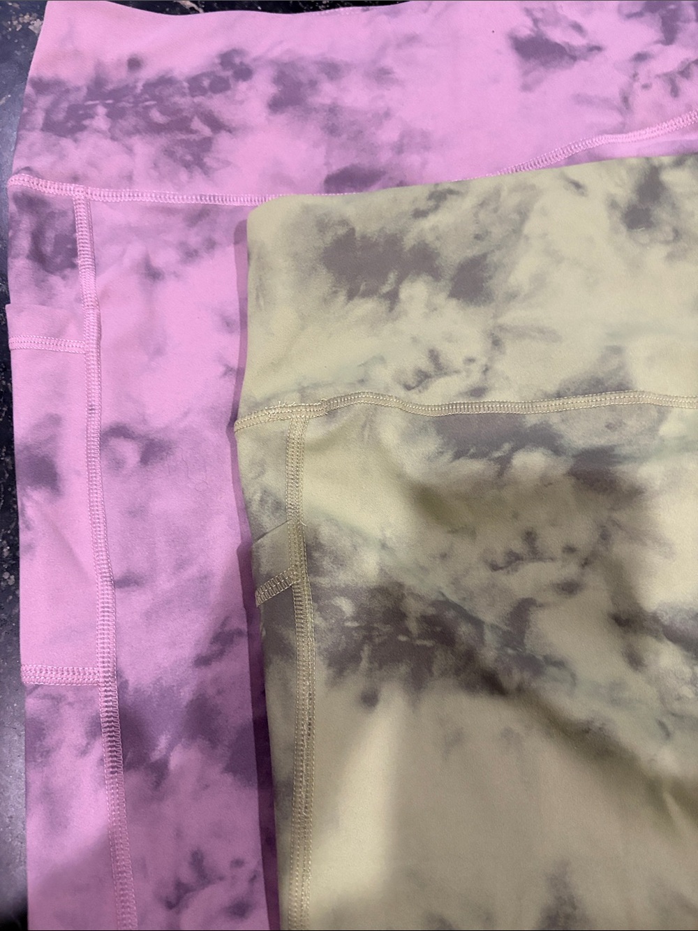 Womens Olive and Lavender Tie-Dye Active Leggings